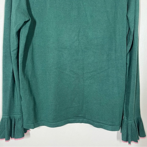 Boden Womens Lavinia Ruffle Trim Knit Sweater Size 12 Green Work Office - Picture 10 of 10